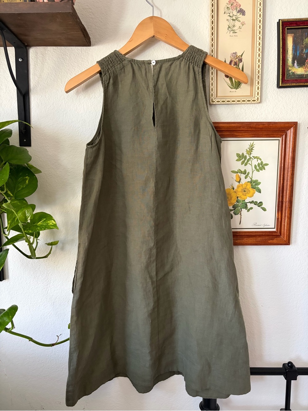 Nicole Miller Linen Dress w/ Pockets – Olive Green | Effortless & Breathable - M - Picture 4 of 9